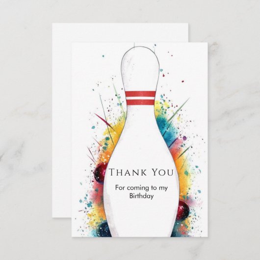 Whimsical Retro Bowling Geburtstag Dankeskarte (Vorne/Hinten)
