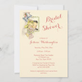 Whimsical Retro Bridge and Groom Brautparty Einladung (Rückseite)