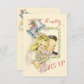 Whimsical Retro Bridge and Groom Wedding RSVP (Vorne/Hinten)