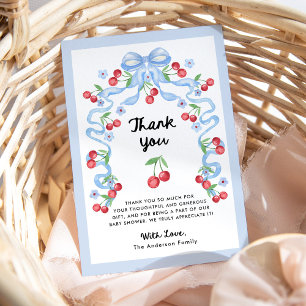 Whimsical Retro Cherries Babyparty Dankeskarte