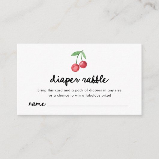 Whimsical Retro Cherries | Diaper Raffle Begleitkarte (Vorderseite)