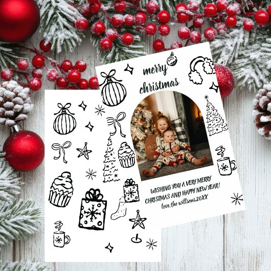 Whimsical Retro Christmas Arch Foto Holiday Card Einladung