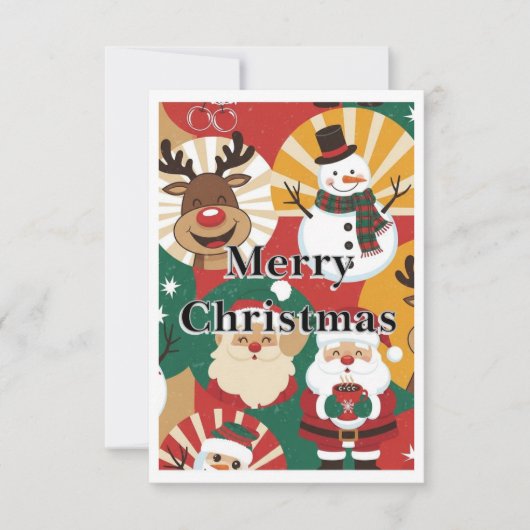 Whimsical Retro Christmas Cheer Card Dankeskarte (Vorderseite)