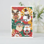 Whimsical Retro Christmas Cheer Card Dankeskarte (Stehend Vorderseite)
