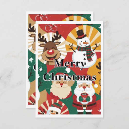 Whimsical Retro Christmas Cheer Card Dankeskarte (Vorne/Hinten)