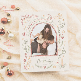 Whimsical Retro Christmas Doodle Foto Budget