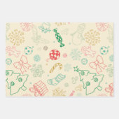 Whimsical Retro Christmas Doodles Geschenkpapier Set (Vorderseite 3)