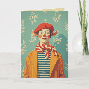 Whimsical Retro Christmas Elf Karte