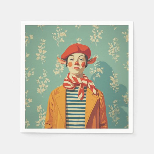 Whimsical Retro Christmas Elf Serviette (Vorderseite)