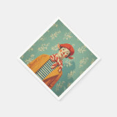 Whimsical Retro Christmas Elf Serviette (Ecke)