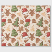 Whimsical Retro Christmas Lebkuchen, Aquarell Geschenkpapier (Flach)