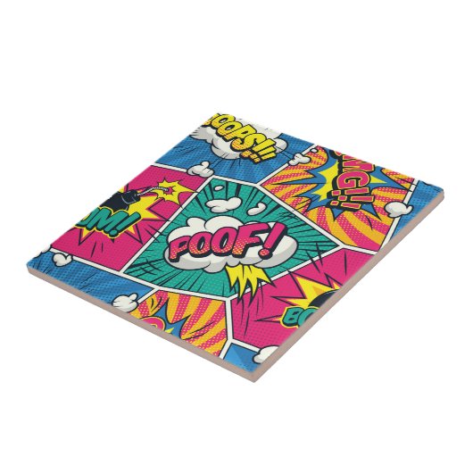 Whimsical Retro Comic Blast - Pop Art Fliese (Seite)