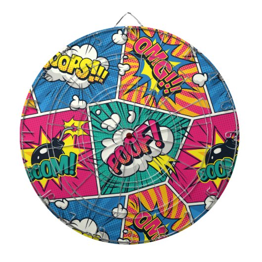 Whimsical Retro Comic Burst - Pop Art Dartscheibe (vorne)