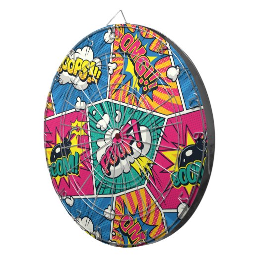 Whimsical Retro Comic Burst - Pop Art Dartscheibe (Vorderseite rechts)