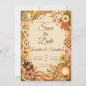 Whimsical Retro-Disco-Hochzeit Save The Date (Vorderseite)