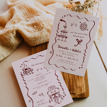 Whimsical Retro Doodle Art | Hochzeit