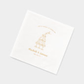 Whimsical Retro Doodle Art | Hochzeitsgold Servietten Mit Folie (Links)