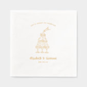 Whimsical Retro Doodle Art | Hochzeitsgold Servietten Mit Folie (Vorderseite)