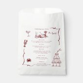 Whimsical Retro Doodle Art | Hochzeitsmenü Geschenktütchen (Vorderseite)