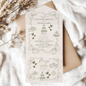 Whimsical Retro Doodle Art Wedding All In One Einladung