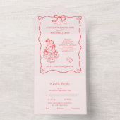 Whimsical Retro Doodle Art Wedding All In One Einladung (Innen Boden)
