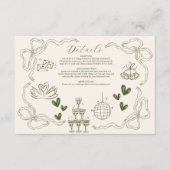 Whimsical Retro Doodle Art Wedding Begleitkarte (Vorderseite)