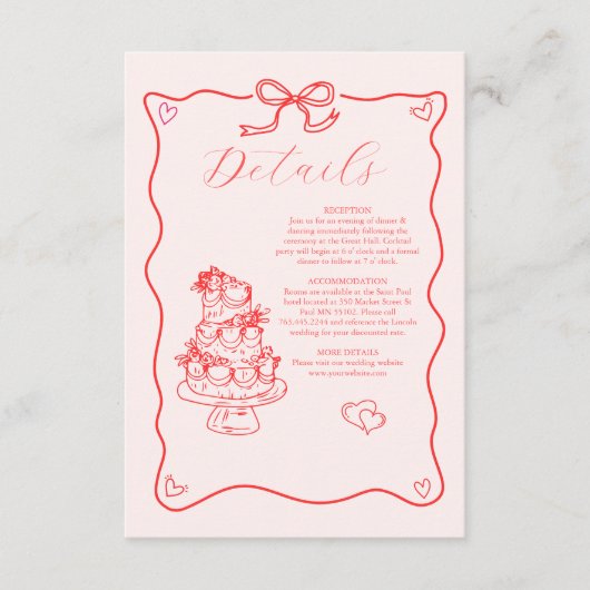 Whimsical Retro Doodle Art Wedding Begleitkarte (Vorderseite)