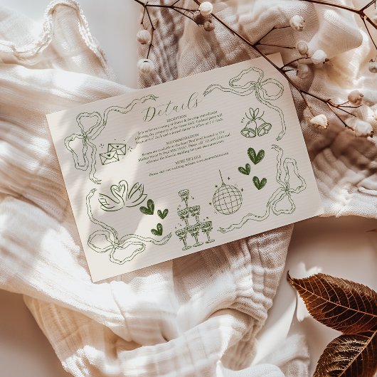 Whimsical Retro Doodle Art Wedding Begleitkarte