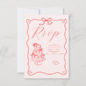 Whimsical Retro Doodle Art Wedding RSVP Karte (Vorderseite)
