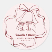 Whimsical Retro Doodle | Hochzeit Runder Aufkleber (Vorderseite)