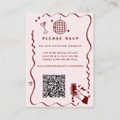 Whimsical Retro Doodle | Hochzeitsseite QR Code Begleitkarte (Vorderseite)