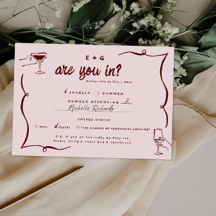 Whimsical Retro Doodles Funny P.S. Wedding RSVP