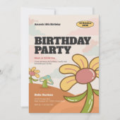 Whimsical Retro Flower Garden Geburtstag Einladung (Vorderseite)