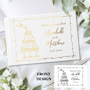 Whimsical Retro Handgezeichnete Hochzeit Gästebuch