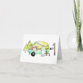 Whimsical Retro Happy Camper Karte (Vorderseite)