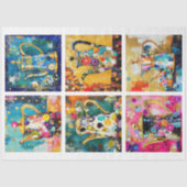 Whimsical Retro-Kaffeekanne Dekoupage Seidenpapier (Vorderseite)