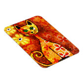 Whimsical Retro Kitty Cat Abstrakt Art Orange Magnet (Rechte Seite)