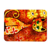 Whimsical Retro Kitty Cat Abstrakt Art Orange Magnet (Horizontal)