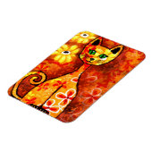 Whimsical Retro Kitty Cat Abstrakt Art Orange Magnet (Linke Seite)