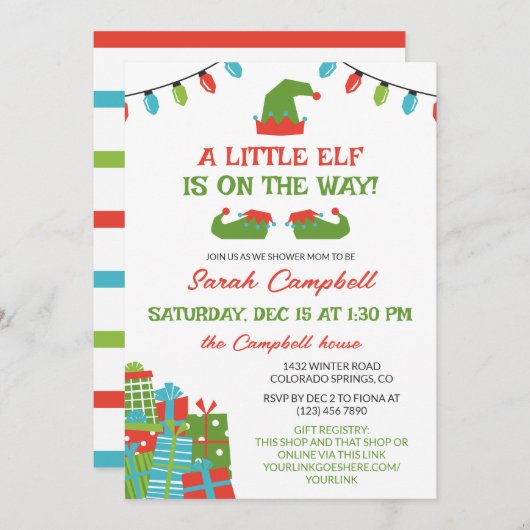 Whimsical Retro Little Elf on Way Baby Shower Einladung (Vorne/Hinten)