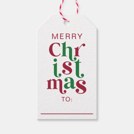 Whimsical Retro Merry Christmas Typography Geschenkanhänger (Vorderseite)