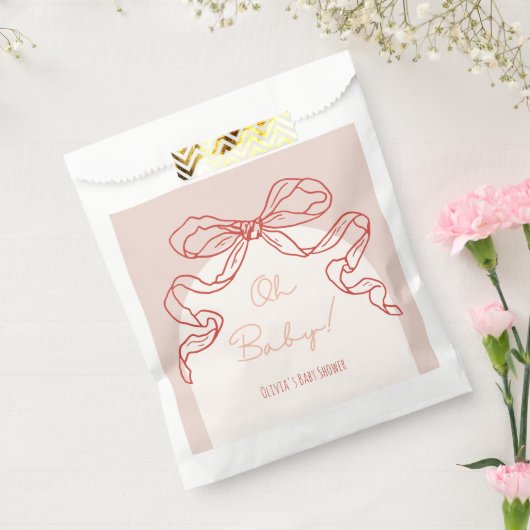 Whimsical Retro Orange Hand Drawn Bow Baby Dusche Geschenktütchen (Versiegelt)