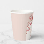 Whimsical Retro Orange Hand Drawn Bow Baby Dusche Pappbecher (Rechts)