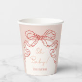 Whimsical Retro Orange Hand Drawn Bow Baby Dusche Pappbecher (Vorderseite)