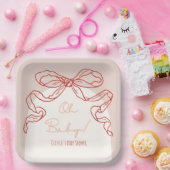 Whimsical Retro Orange Hand Drawn Bow Baby Dusche Pappteller (Party)