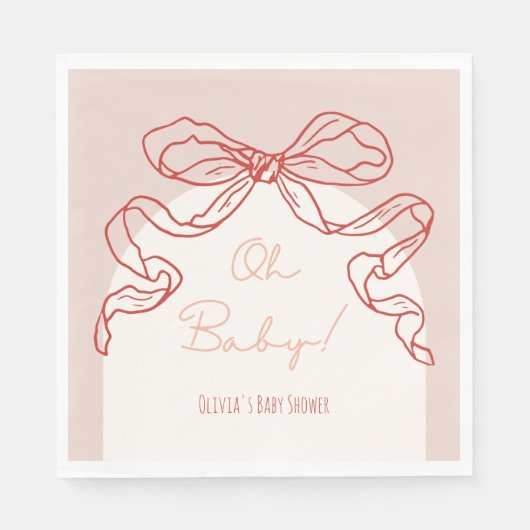 Whimsical Retro Orange Hand Drawn Bow Baby Dusche Serviette (Vorderseite)