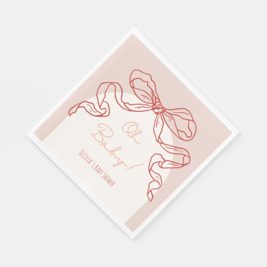 Whimsical Retro Orange Hand Drawn Bow Baby Dusche Serviette (Ecke)