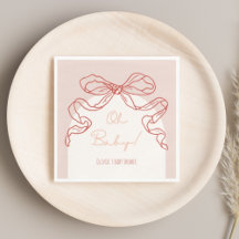 Whimsical Retro Orange Hand Drawn Bow Baby Dusche