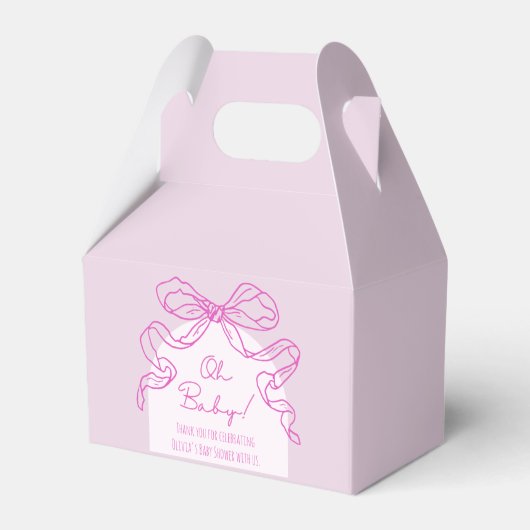 Whimsical Retro Pink Hand Drawn Bow Baby Dusche Geschenkschachtel (Vorderseite)