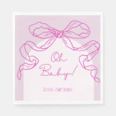 Whimsical Retro Pink Hand Drawn Bow Baby Dusche Serviette (Vorderseite)